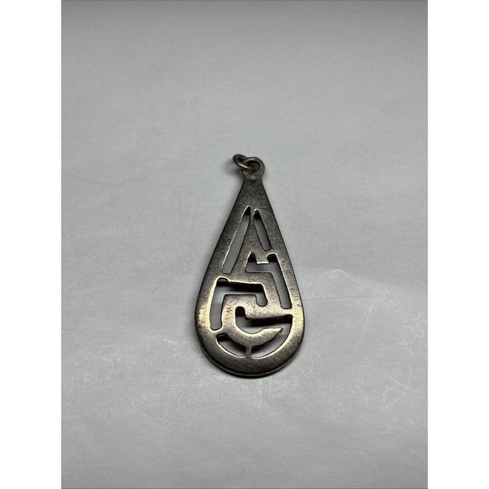 Vintage Sterling Silver 925 Greek Key Symbol Style Necklace Pendant